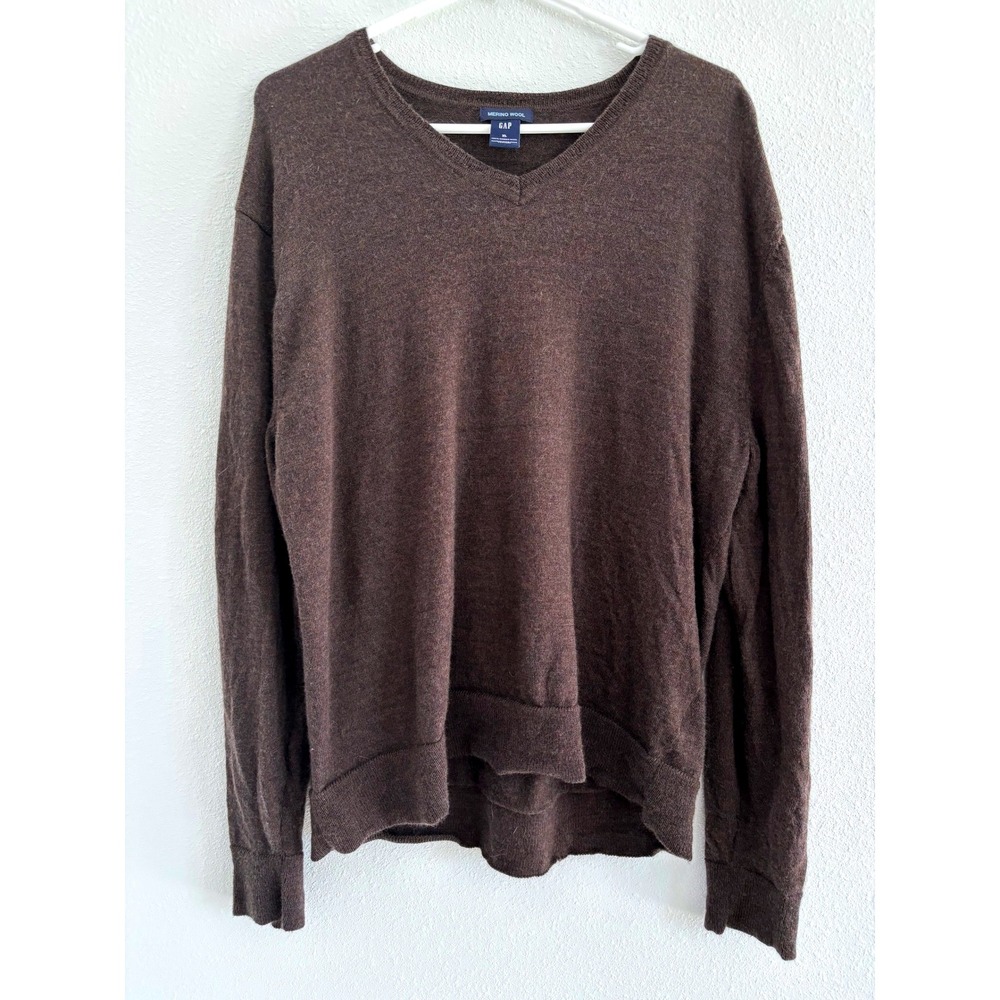 VTG Gap Sweater Mens XL Brown Merino Wool Preppy Neutral Minimalist Quiet Luxury